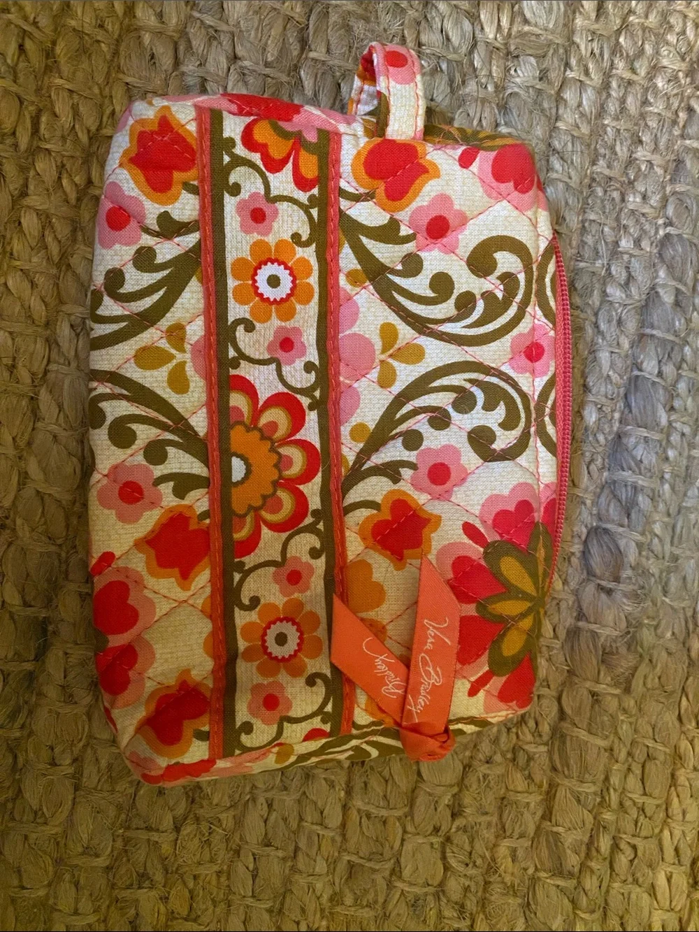 Vera Bradley Quilted Floral Cosmetic Pouch - Pink Orange Green